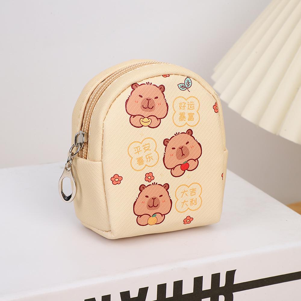 

Корейский стиль Кошелек для монет из кожи капибары: Милый водонепроницаемый мини-чехол для наушников, брелок