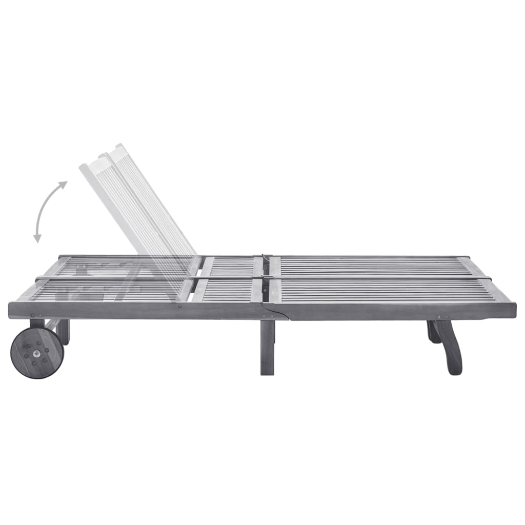 Double Sun Lounger Solid Acacia Wood