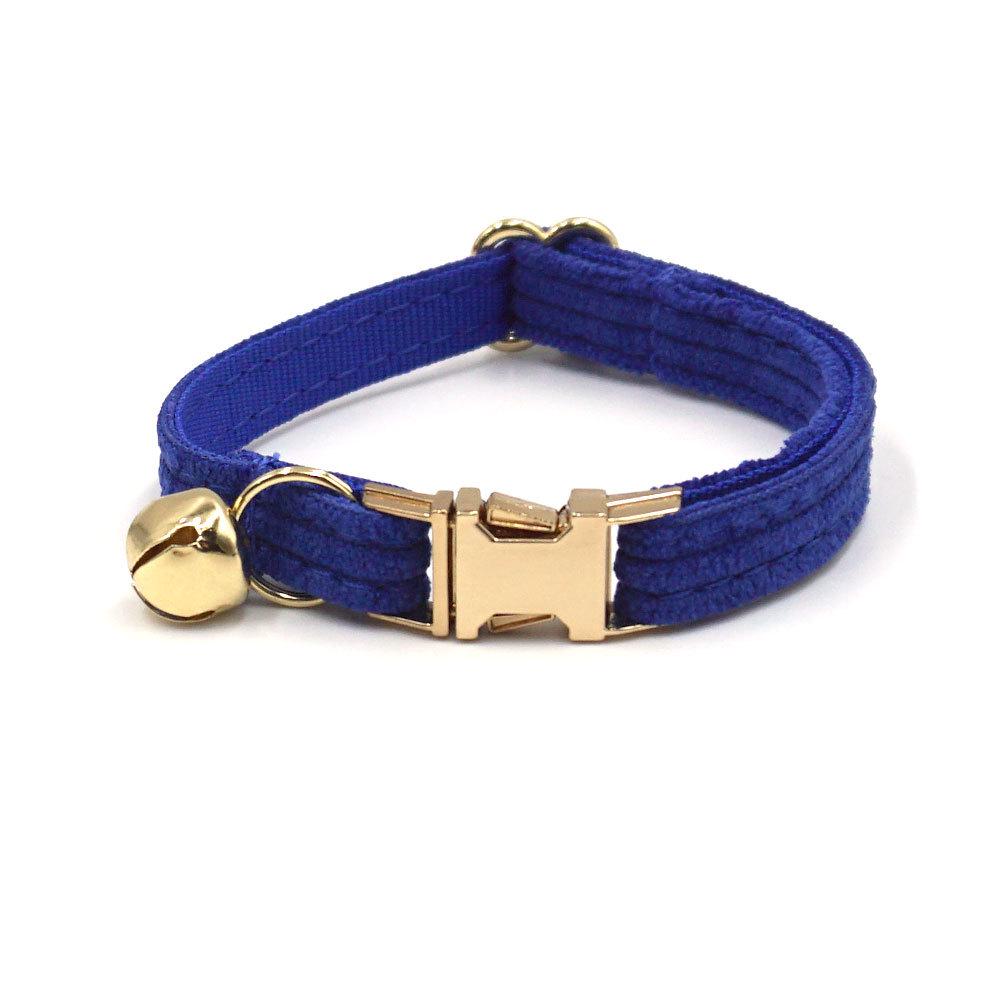 Chic Multi-color Corduroy Cat Collar with Engravable Zinc Alloy Buckle