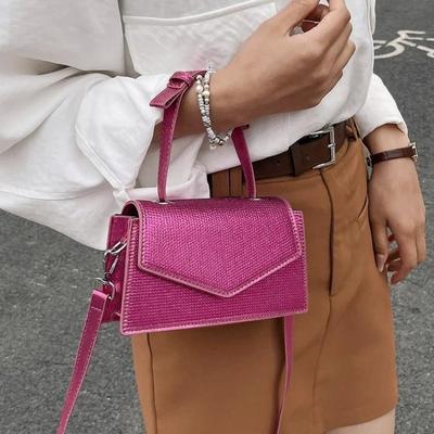 PU Crossbody Bags for Women Luxury Designer Solid Color Bags Diamond Wire Flash Shoulder Bag