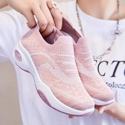 Woman Sneakers Solid Color Fashion Platform Breathable Vulcanize Walking Running Tenis Slip-On Casual Wedges Mesh Sports Shoes
