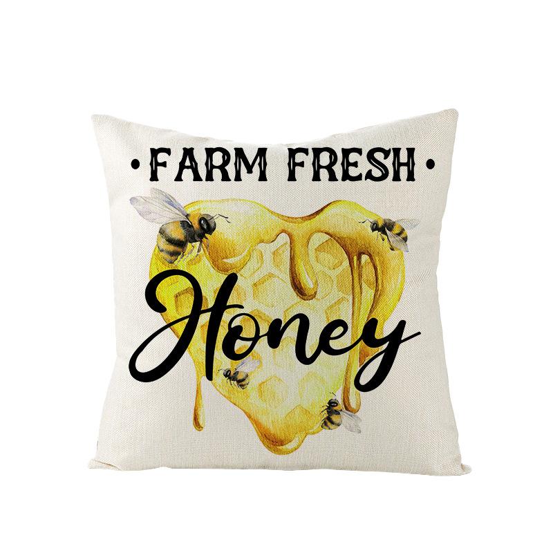 Pillow Cover Set for Spring Polyester Printed Bee Pillow Cover Living Room Sofa Pillow Cushion