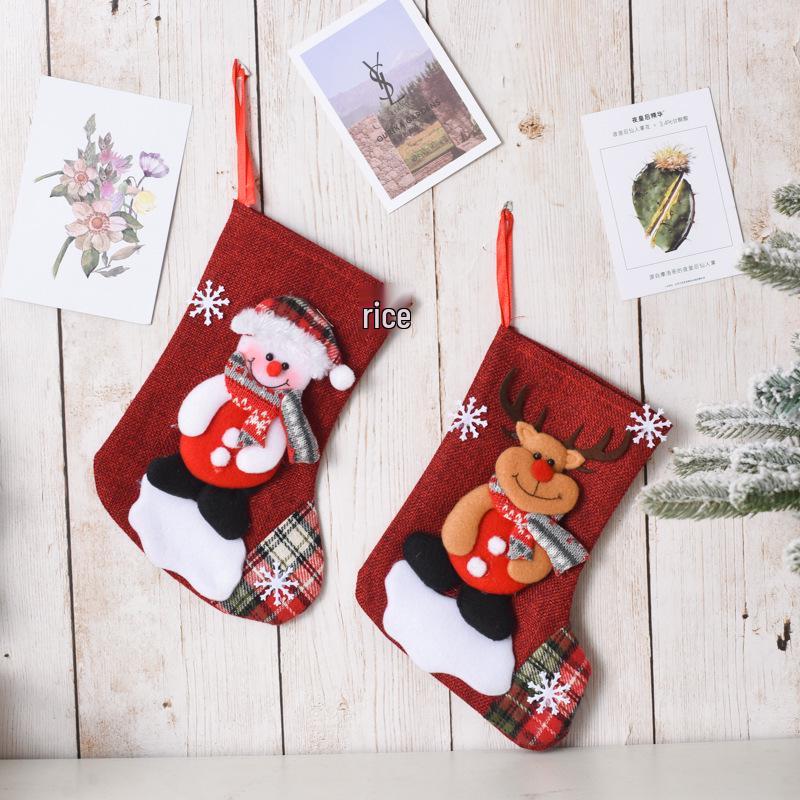 Medium Linen Christmas Stocking & Gift Bag Ornament
