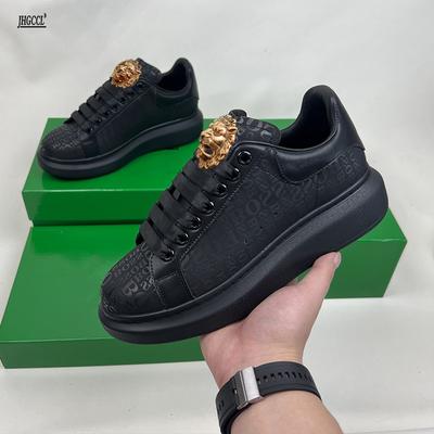 High-end Genuine Leather Men's Casual Shoes with Low Heel, Casual Leather Surface Sports Shoes, Thick-soled Men's Shoes A1