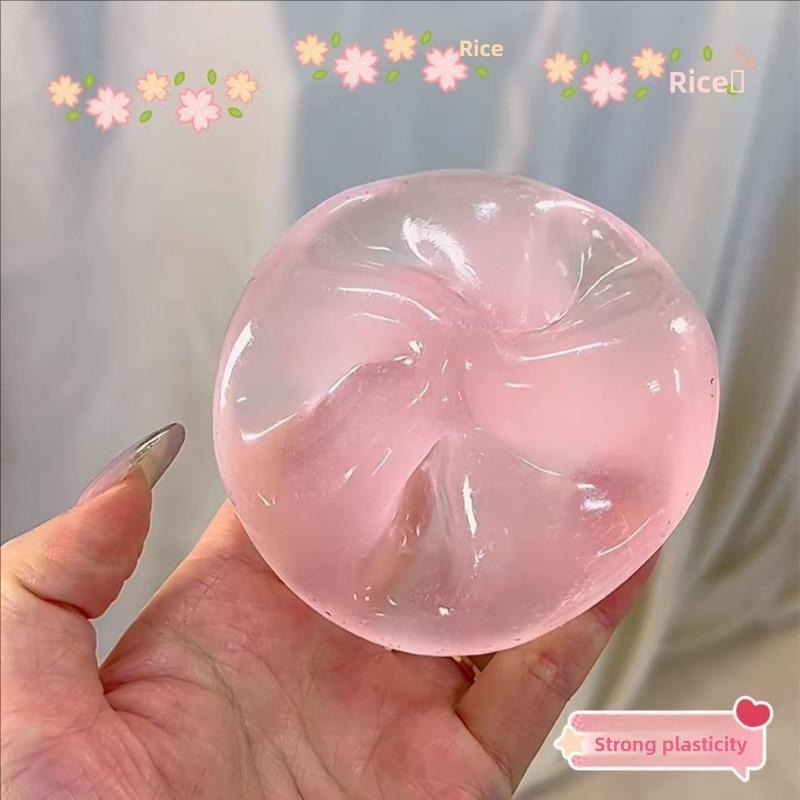 Pink Maltose Squishy Toy Cute Mochi Anti Stress Fidget Toy Soft Simulated Bule Transparent Ball Quick-Rebound Decompression Toy