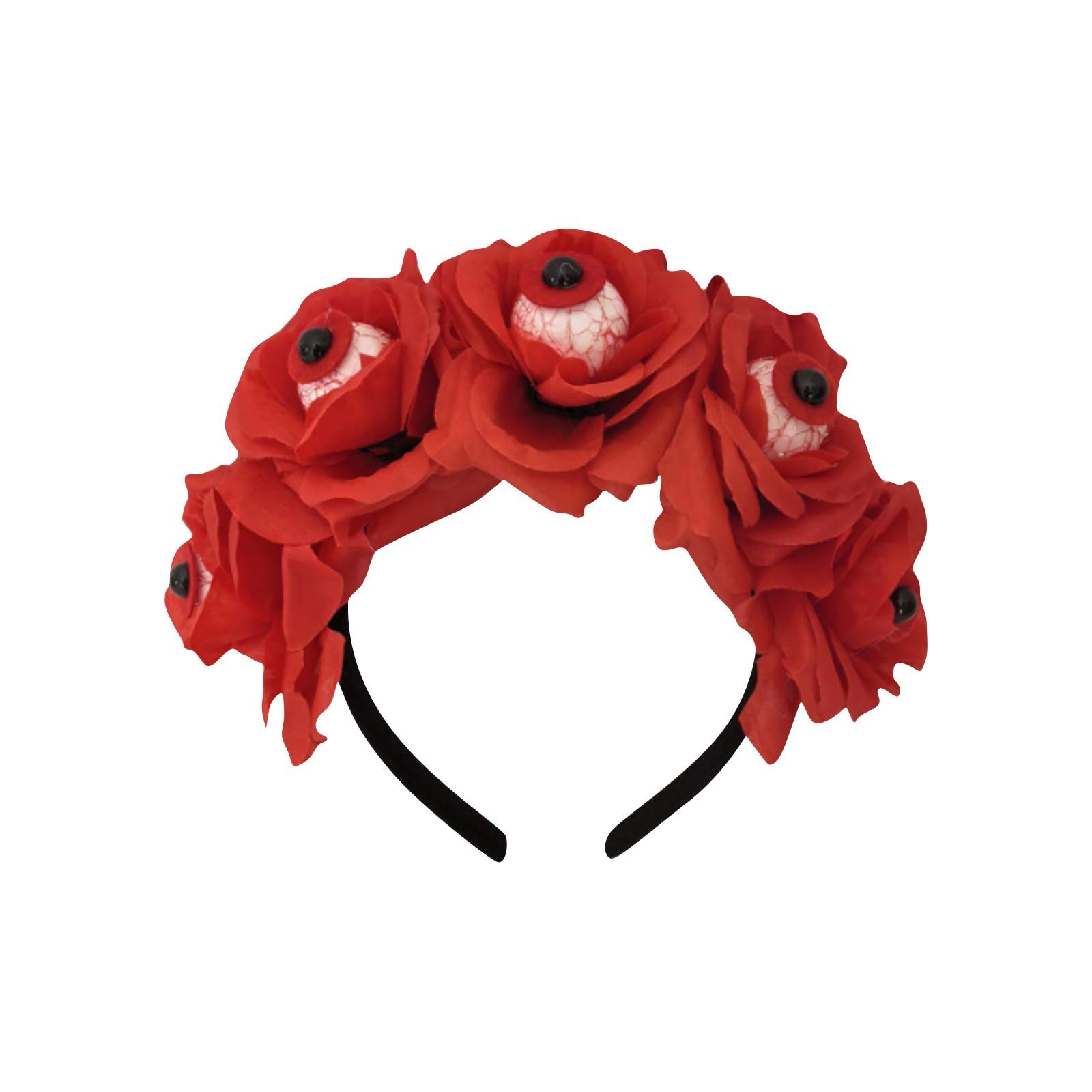 

Повязка на голову с имитацией розы на Хэллоуин, фестиваль призраков, повязка на голову с красной кровью и глазным яблоком, вечерние аксессуары для волос One Size красный