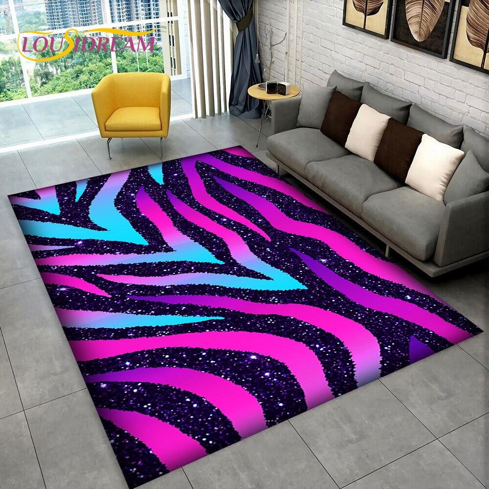 3D Colorful Zebra Pattern Area Rug,Carpet Rug for Living Room Bedroom Sofa Office Doormat Decoration, Kids Non-slip Floor Mat