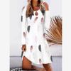 Women's Autumn/Winter Fashion Loose Pullover Printed Long Sleeve Split Dress