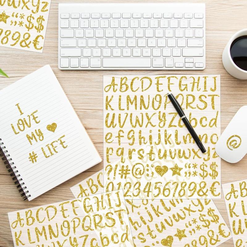8SETS /648 Gold Letter Sticker, Glitter Letter Sticker 1 Inch, Self Adhesive Waterproof Vinyl  DIY Crafts, Gift Packaging, Signs, and More