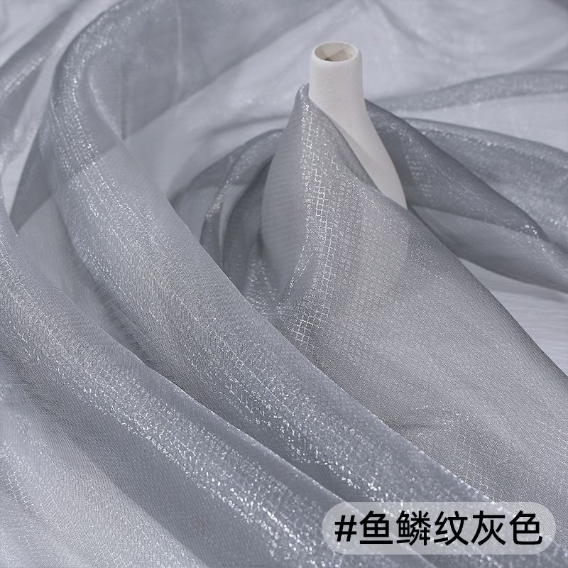 Thin Crystal Organza Fabric Per Meter for Summer Dress Stage Costume Scene Decoration Diy Sewing Soft Smooth Shiny Cloth Black