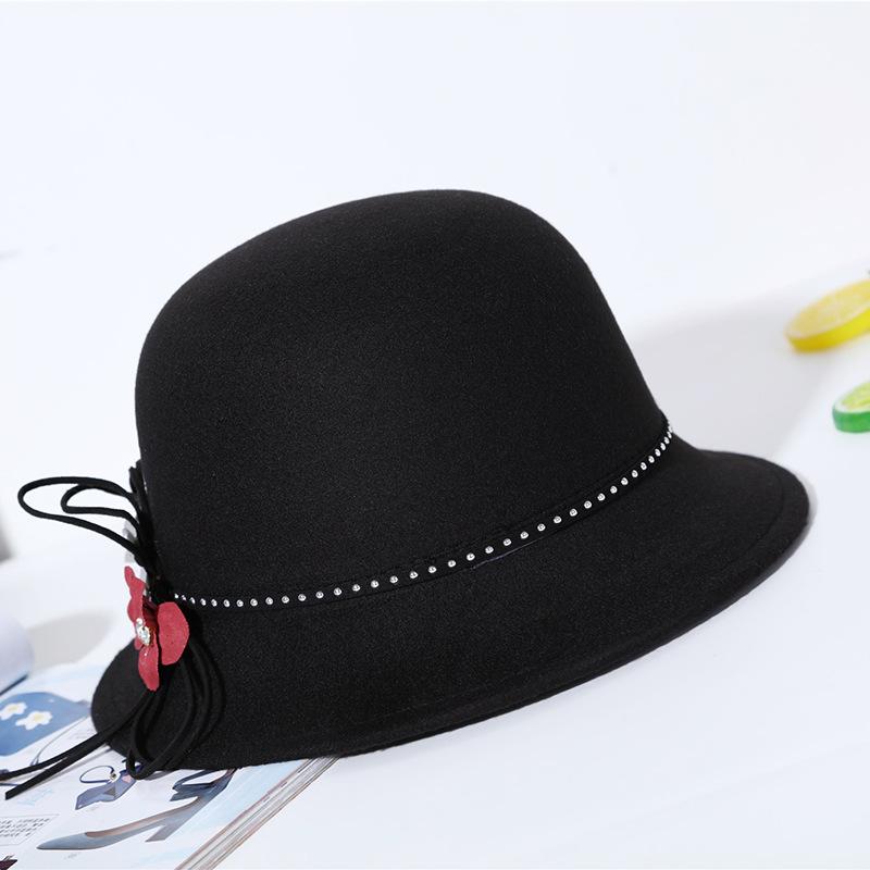 Hat Lady Autumn and Winter Cold and Warm Fashion Woolen Top Hat Trendy Basin Hat Bag Hair Help