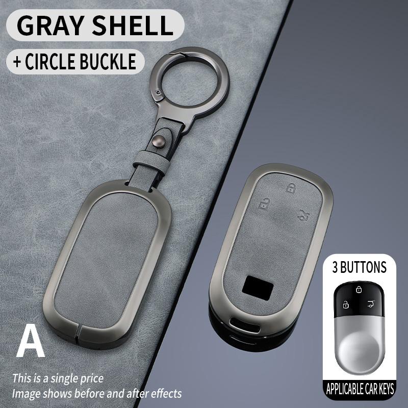 Zinc Alloy+Leather Car Remote Key Case Cover Protective Shell Fob For 23-24 Geely Rox 01 Baic Polestones 01 Jishi Accessories