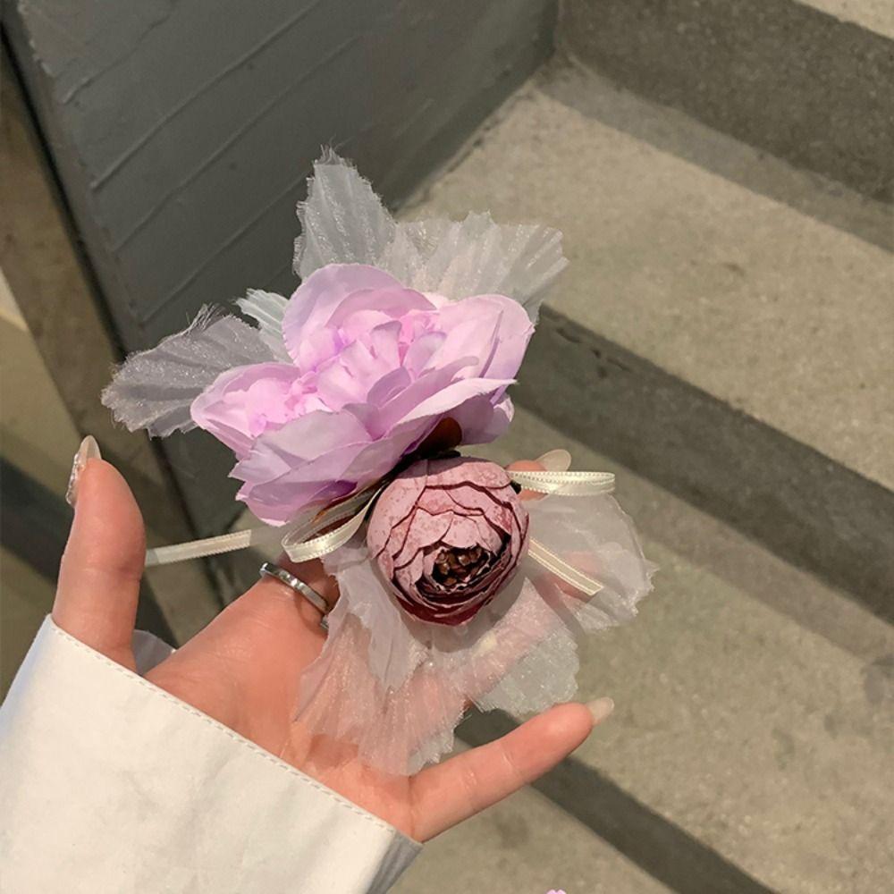 

Korean Style Sweet Hair Catches Purple Hair Crab Clip Trendy Flower Hair Claw Beach
