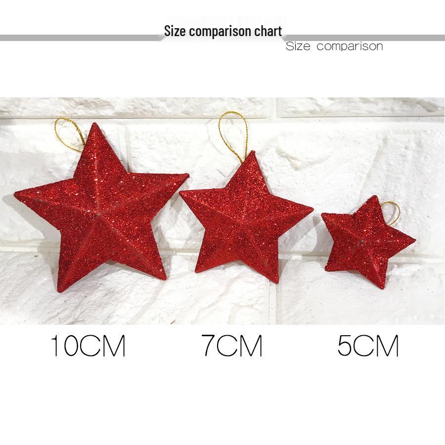 Gold Glitter 3D Five-Pointed Star Christmas Tree Ornaments