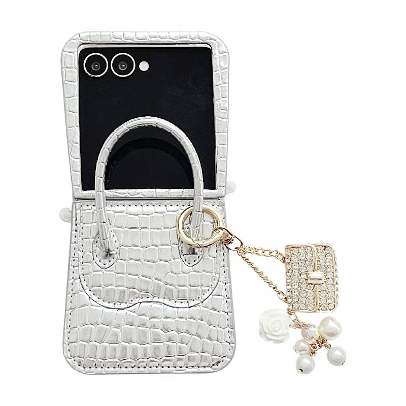 Чохол-кросбоді для Samsung Z Flip7 з текстурою алігатора, протиударний, з підвіскою