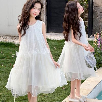 Ärmelloses Sommer-Prinzessinnenkleid für Mädchen 2026 - Hübsches langes Kleid für größere Kinder