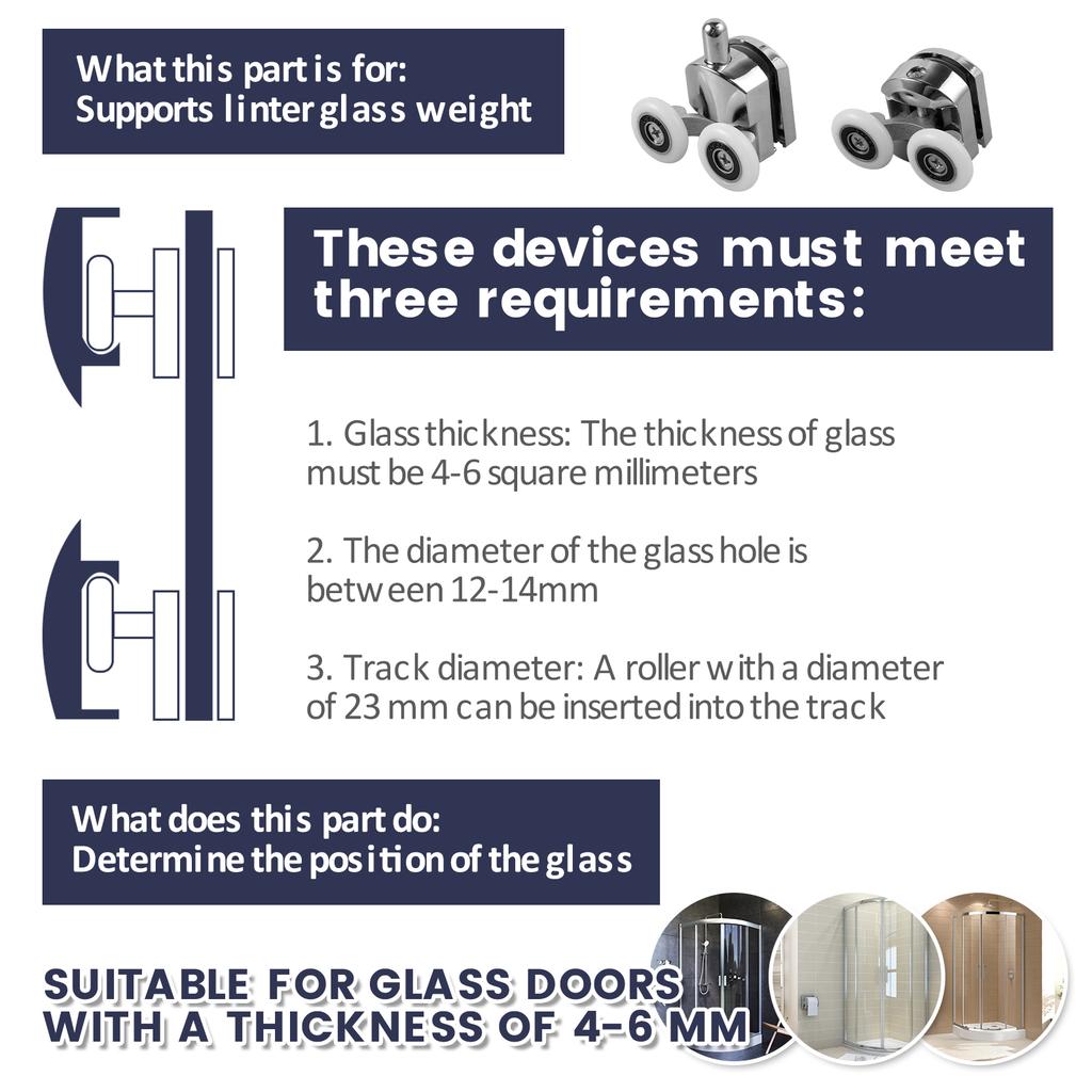 8Pcs 23mm Aluminum Alloy Top Shower Door Rollers Pulley Bathroom Sliding Glass Door Wheels Sliding Door Wheels Rollers Bathroom