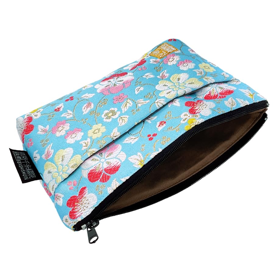 Senshishuin Nishijin Brocade Pouch Sky Blue Chunli (Lined) (Small)