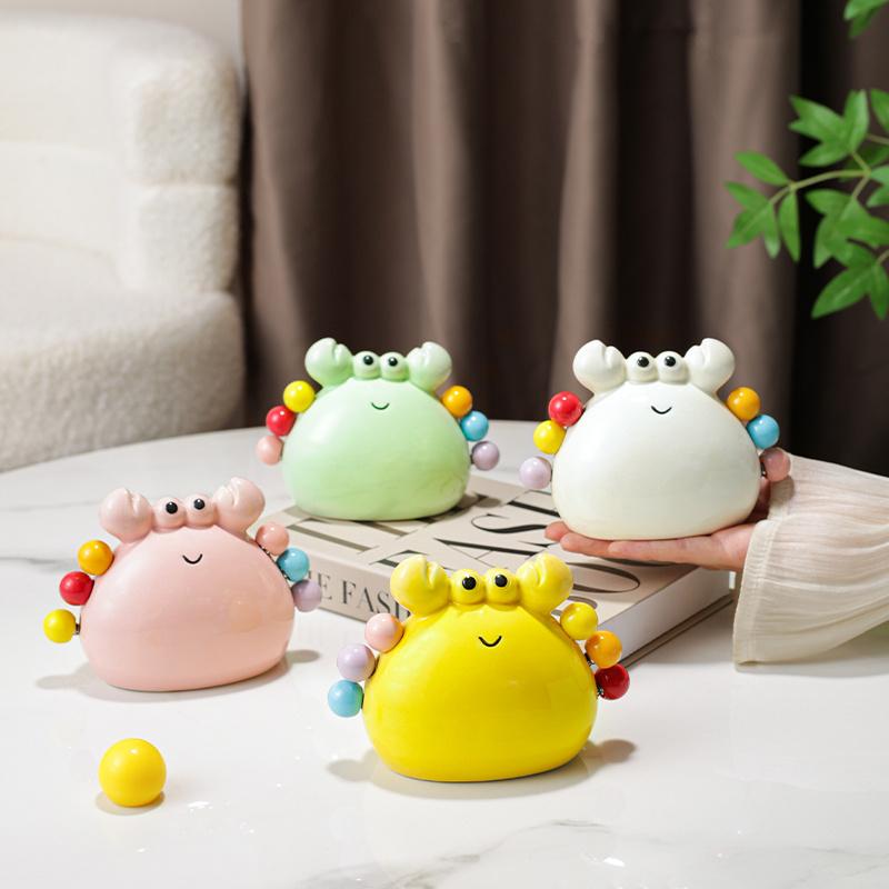 Crab Fruit Fork Set With Ceramic Holder - Stainless Steel Dessert Forks & Cute Storage Jar Kit