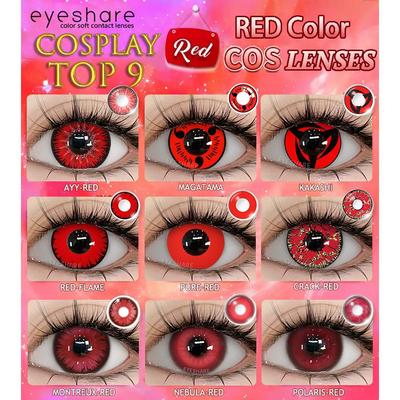 1 Par Lentes de Contacto Cosplay Rojas para Ojos Halloween Lente de Maquillaje de Ojos Accesorios de Fiesta Cosplay Loca