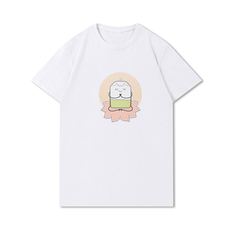 S-3XL 100 mønstre Sommerhvite T-skjorter for kvinner Trykt Uformelle korte ermer Topper O-hals T-skjorter