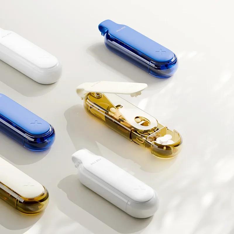 2 in 1 Portable Pill Taker Remover With Medicine Box Household Gadgets Tablets Pills Assistance Tool Pill Dispenser