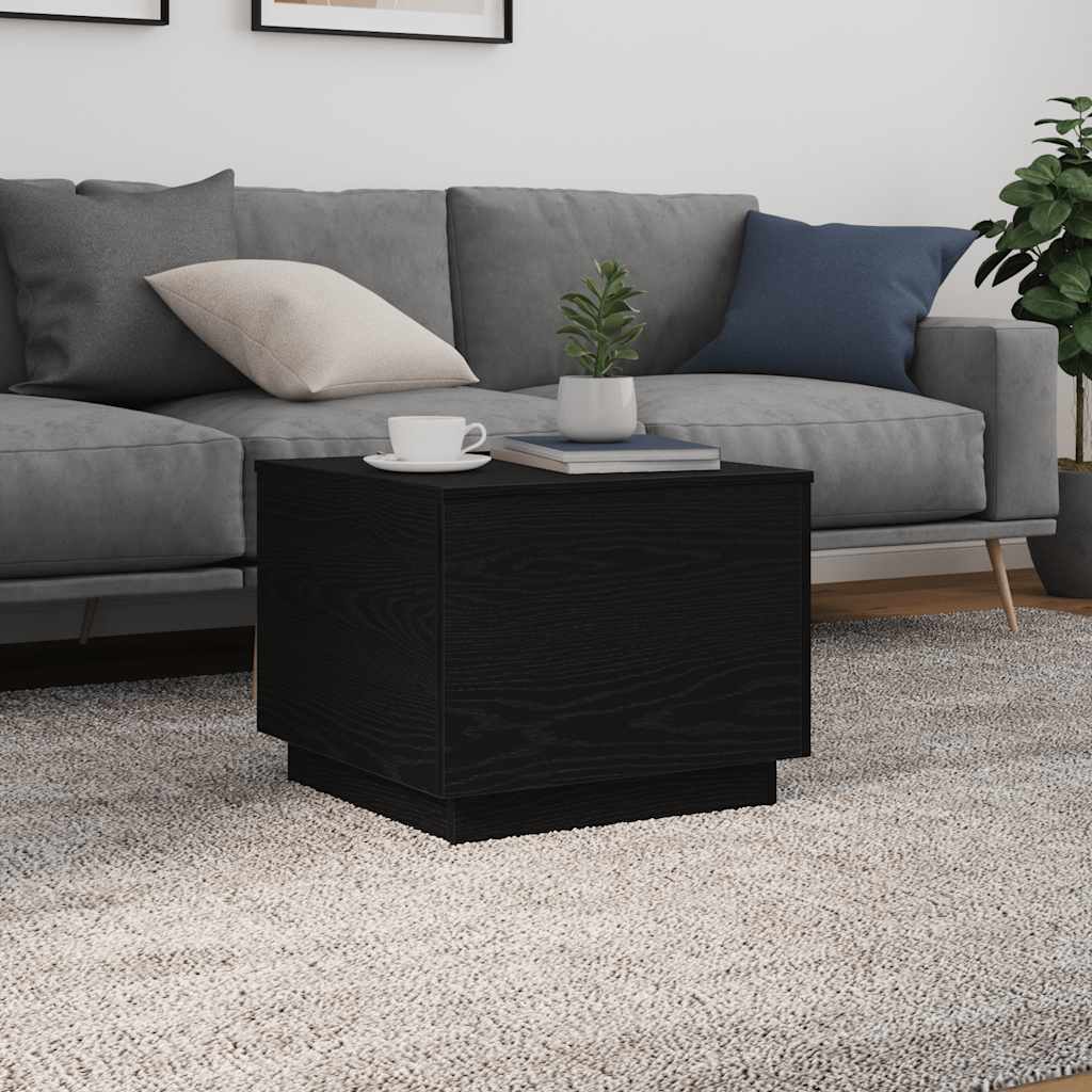 Coffee Table with LED Lights Black Oak Look 50 X 50 X 40 Cm