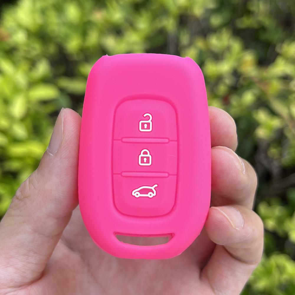 

Silicone Car Key Case Cover For Dacia Logan 2021 For Renault TWingo 3 Duster Captur Logan Laguna Scenic Key Cover Remote Shell рожевий червоний колір