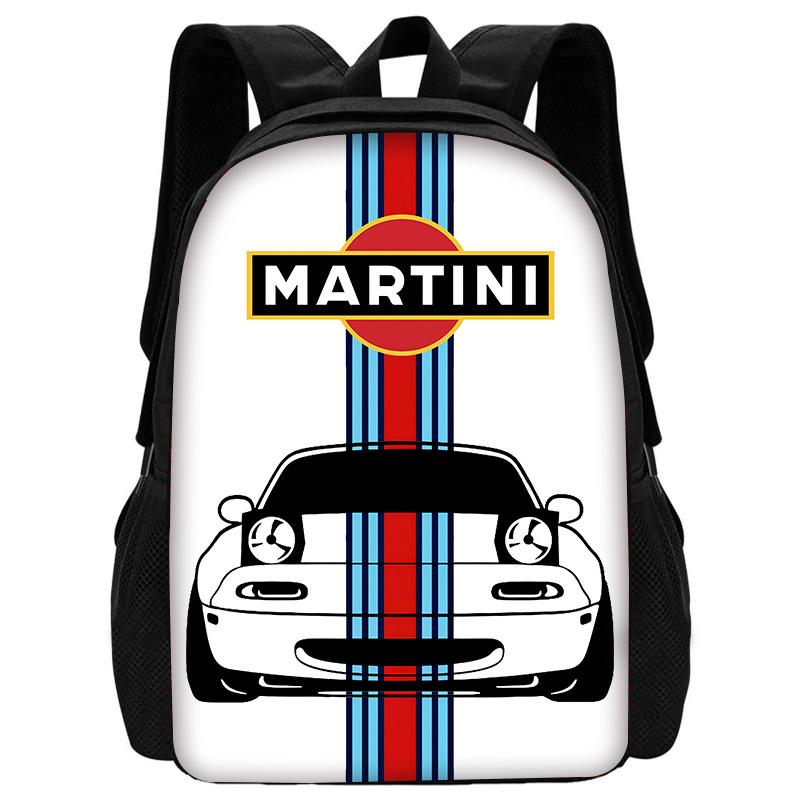 Racing M-MartiniS S-StripeS Kinder Schoolrugzak met Lunchtassen, Etui's, Schooltassen voor Jongens Meisjes Beste Cadeau