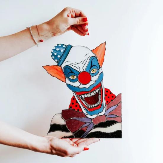 Window Clown Decoration Gothic Acrylic Colorful Clown Ornament Window Corner