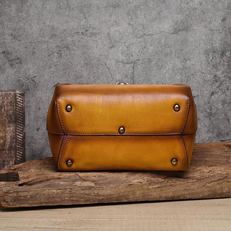 Johnature Rabbit Embossed Handbag Genuine Leather Retro Women Bag Versatile Real Cowhide Handmade Shoulder Bags