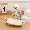 Skull Storage Tray Halloween Scary Skeleton Candy Bowl Resin Skull Fruit Snack Serving Tray Vintage Jewelry Dish for Home Tabletop Party Bar Decor