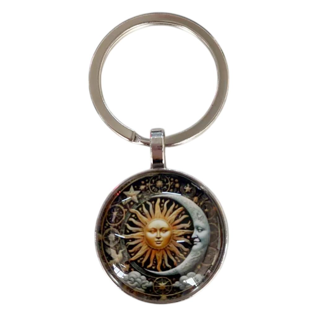 Lightweight Portable Keychain Galaxy Star Sun Moon God Vintage Pendant for Easy Carry Wallet Hanging Charm