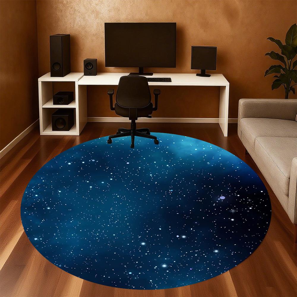1pc Galaxy Starry Round Chair Mat Area Rug - Non-Slip, Floor Mat for Office, Bedroom, Home Decor Christmas Gift P0811157