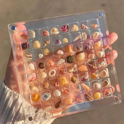 36 Grids Acrylic Seashell Display Box with Magnets Durable Starfishs Trinket Storage Case for Bead Nail Jewelry