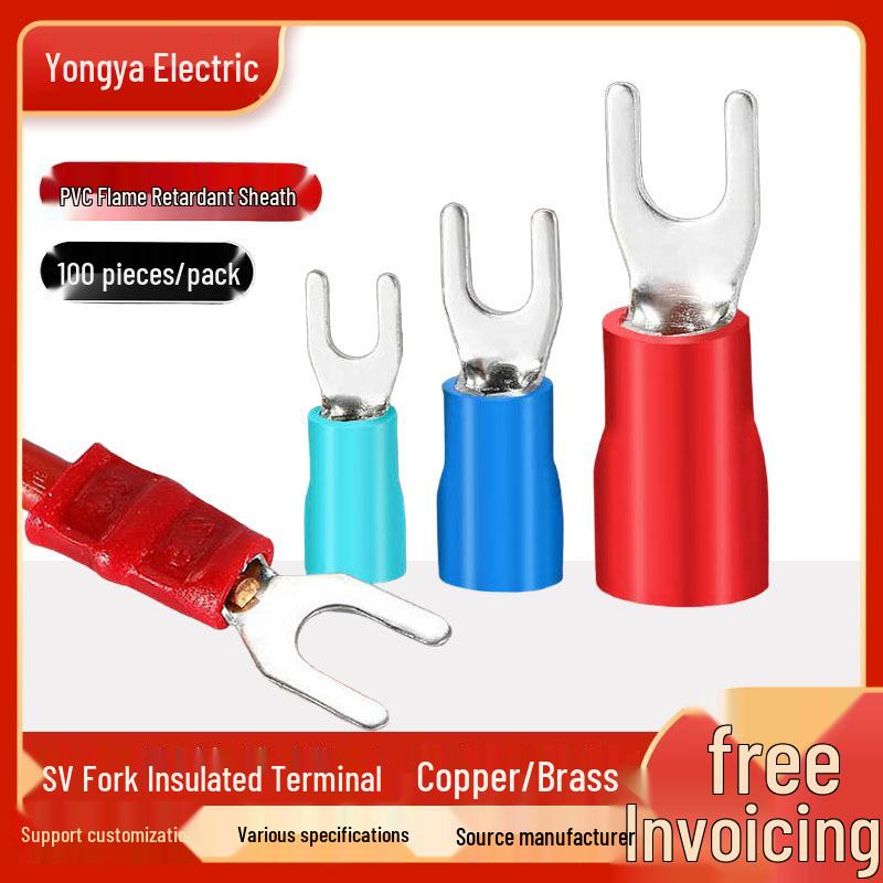 SV Insulated Copper Wire U/Y Fork Lugs: Pre-insulated Purple Terminal Ear Crimps