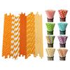 100Pcs Biodegradable Paper Straws Colorful Striped Print Food-Grade Safe Drinking Straws Party Supplies