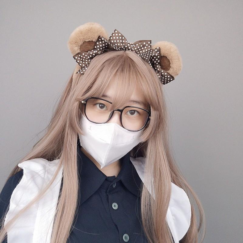 Handmade Kawaii Bear Ear Headband Women Soft Plush Animal Hair Accessory Sweet Style