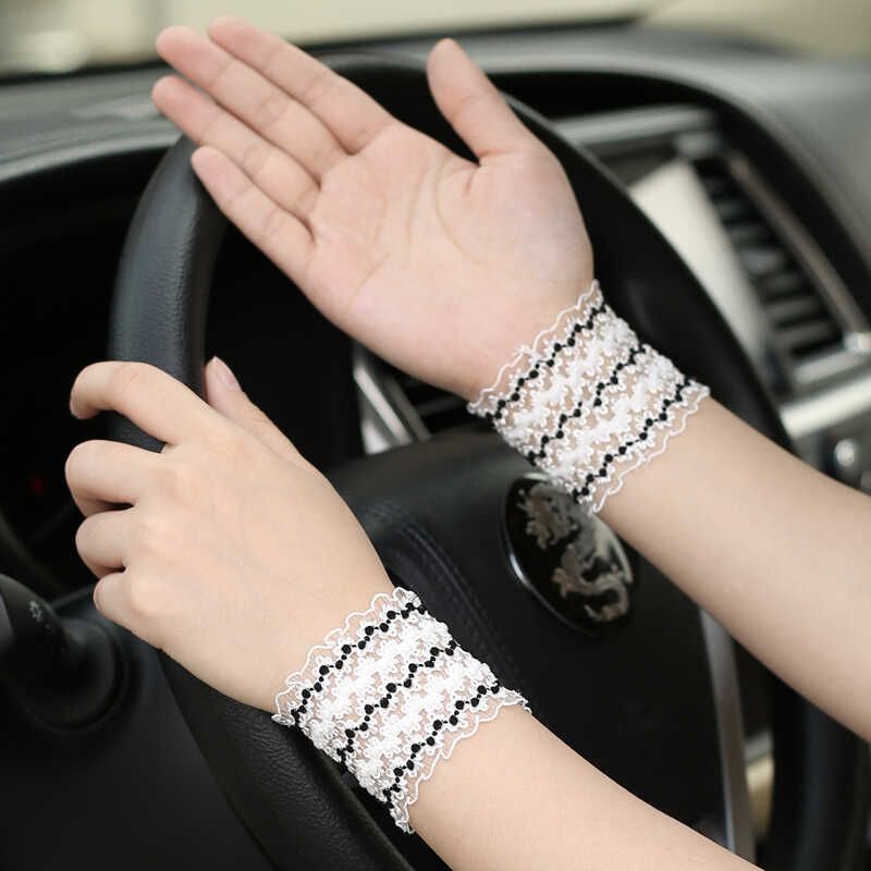 

Wristband Girls Thin Forearm Protector Decorations Mesh Scar Covering Tattoo Oversleeves Sun Protection Elbow Pad Wrist Covering Short black and white (5cm) All yards