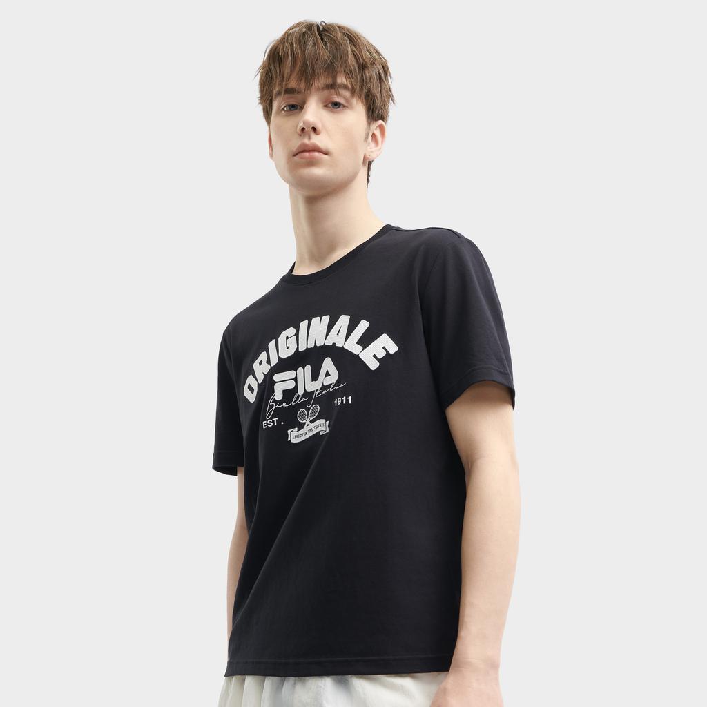 Fila Letter Round Neck Thin Short Sleeve T-Shirt Men Tops Black F11M429114FBK