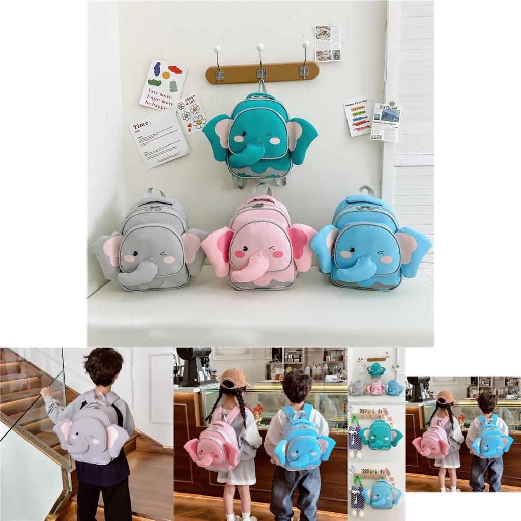 Cute Lightweight Elephant Children's Backpack For Boys And Girls Ages 3 To 6 In Blue Grey Pink And Green