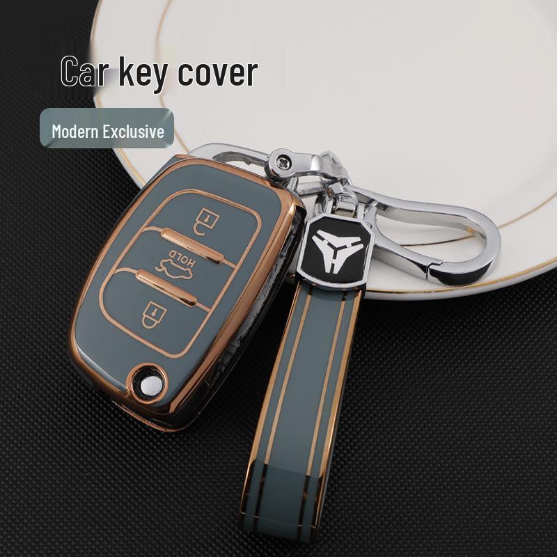 TPU Gold Edge Key Cover for Hyundai Elantra, Avante, Mistra, Tucson