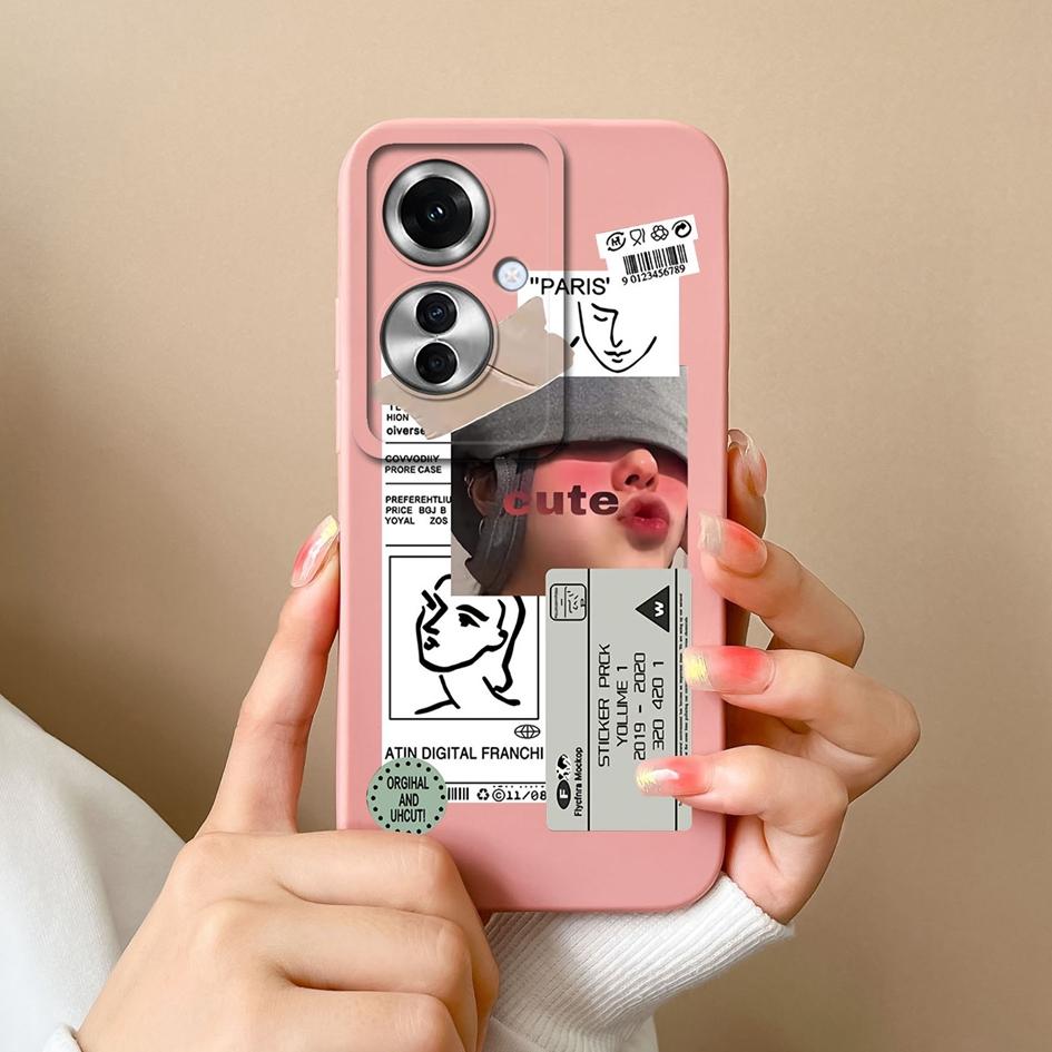 For OPPO Realme 12 Lite C65 Reno11 Pro A60 A59 Cases Back Covers Fashion Girls Boys Liquid Soft Silicone Camera Protection Phone Bags Housing For OPPO