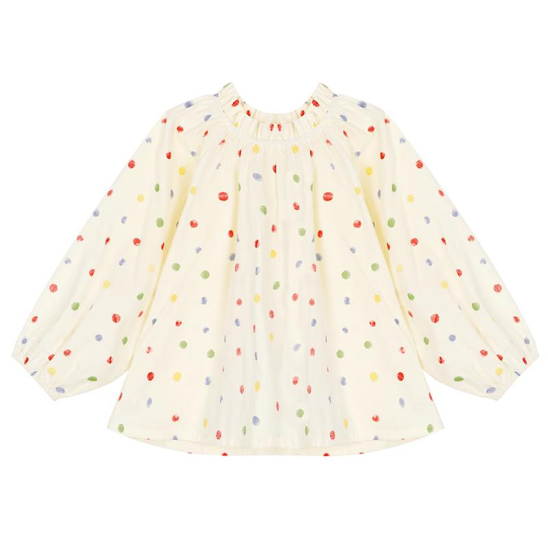 LUSON Baby Girl Polka Dot Stand Collar Blouse 100 абрикосовый