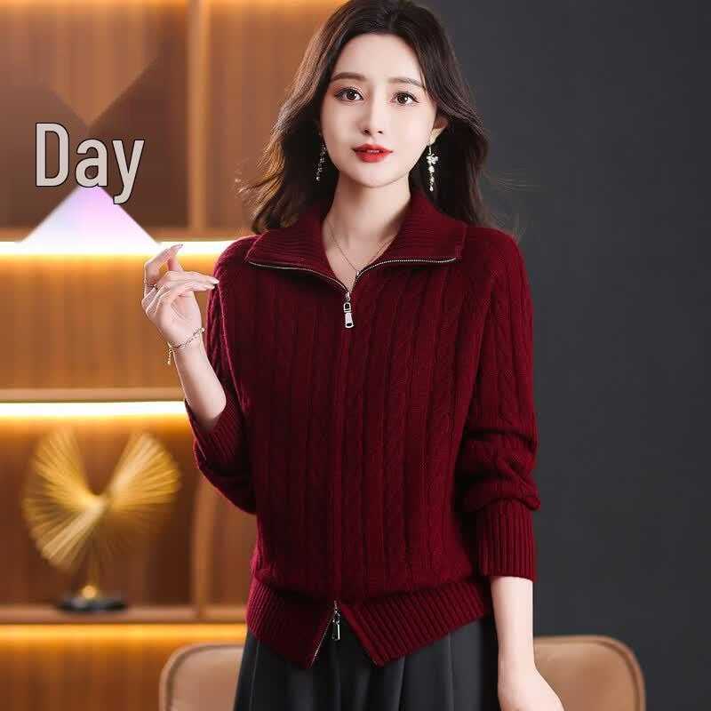 SNOWFLYING Women's Cable Knit Wool Cardigan