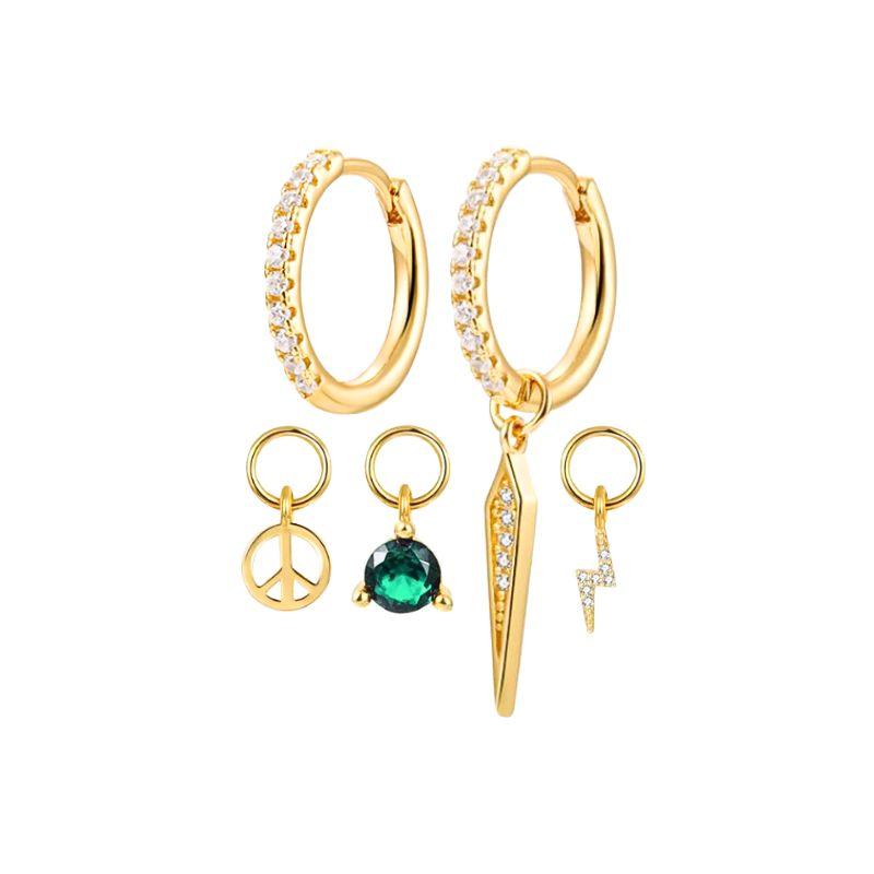 925 Silver Needle Vintage Gold Earrings for women Fashion Lightning Pendant Hoop Earrings Wedding High Luxury Jewelry
