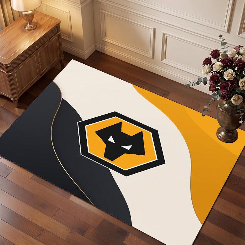 Wolverhampton Wanderers Football Print Crystal Velvet Rug, Comfortable Water Absorbent Non Slip Indoor Floor Carpet