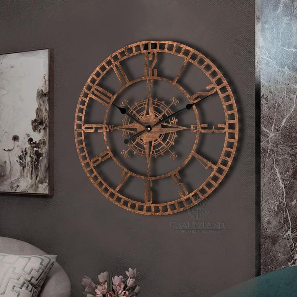 Wall Clock Decor Art Sculpture for Home Office Living Room Bedroom Restaurant Cafe (16 Inches/ 40 Cms)