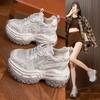 Thick-soled Inner Height Increase Dad Shoes Women's 2025 Autumn New Sports and Leisure Shoes Small Versatile Rhinestone Women's Shoes