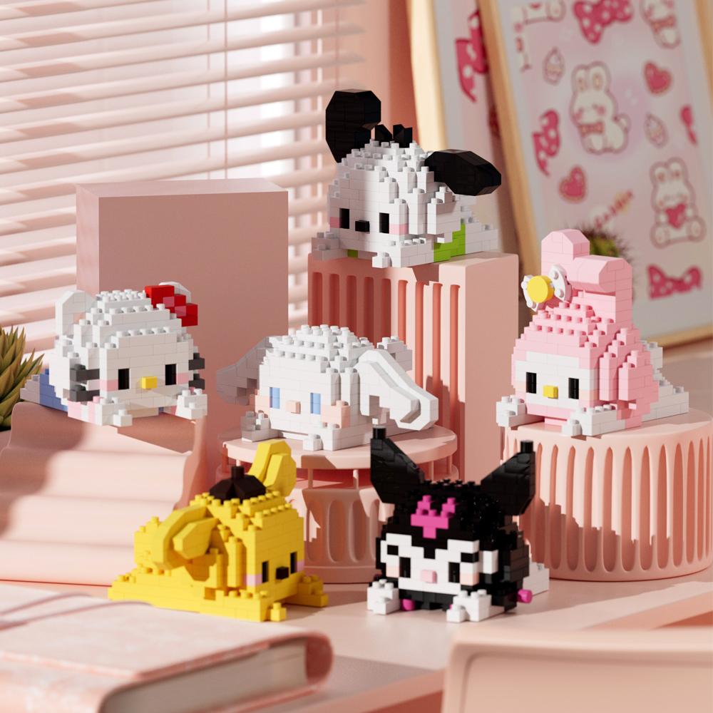 MINISO Cartoon Ornaments Micro Building Blocks Action Figures Nano Blocks Disney Sanrio Kids Toys Christmas Birthdays Gifs
